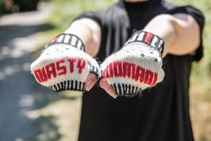 Nasty Woman Mitts  from the book Protest Knits by Geraldine Warner.