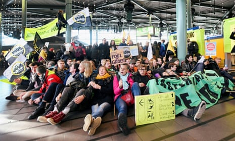 Climate protesters at Schiphol airport