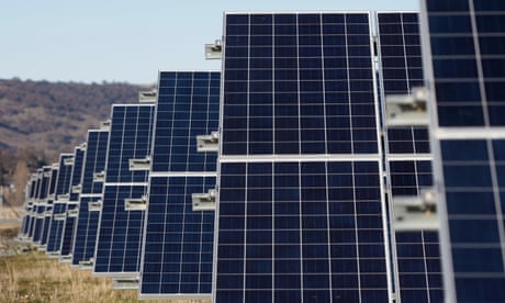 Solar panels seen in a row