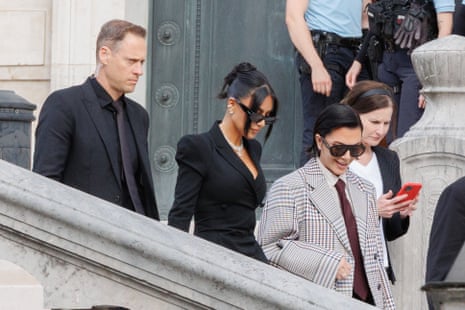 US celebrity Kim Kardashian leaves the Paris Courthouse after testifying as part of the trial against suspects in the 2016 armed robbery against her, in Paris, France.