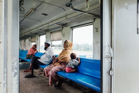Rohingya passengers on board the Sittwe-Zaw Pu Gyar train, in the compartment they are obliged to sit in