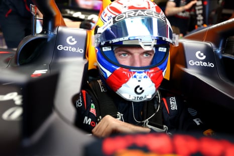 Red Bull’s Max Verstappen looks focused as he sits in the garage waiting for qualifying.