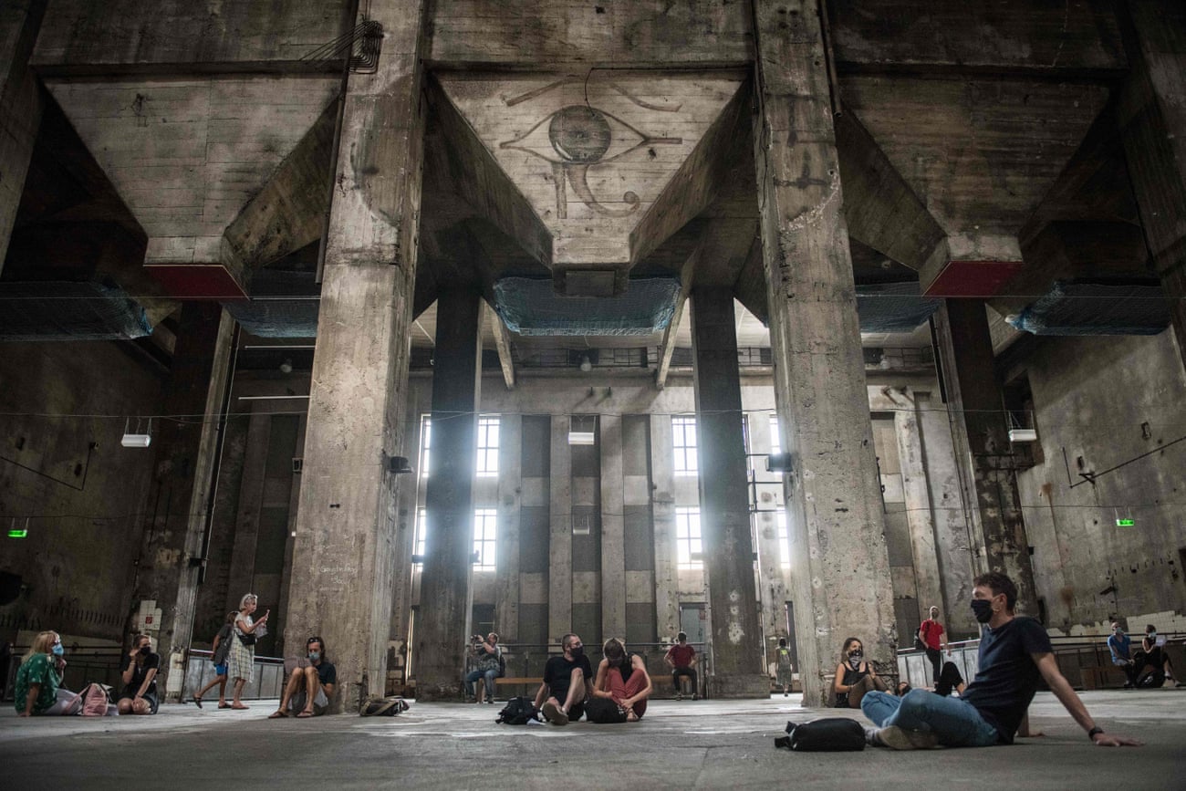 Visitors listen to the sound installation in Berghain, as part of the Studio Berlin gallery project.