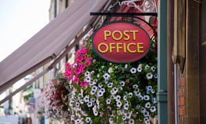 Post Office sign with flowers in Eton and Windsor, Berkshire