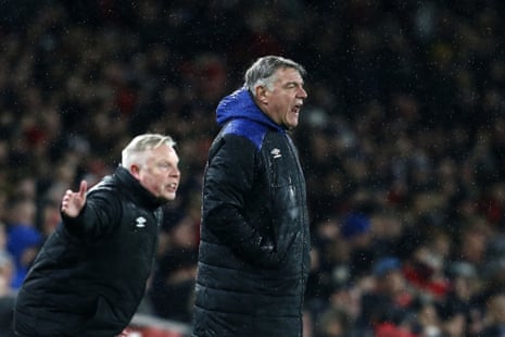 Allardyce and Lee shout from the sidelines.