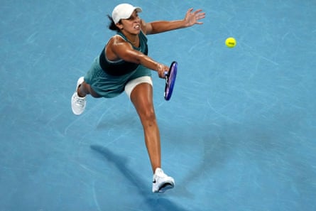 Madison Keys returns fire in the Australian Open final