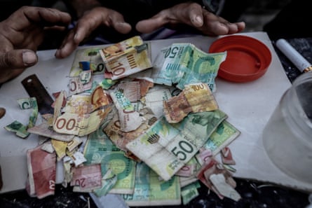 Tattered and torn banknotes