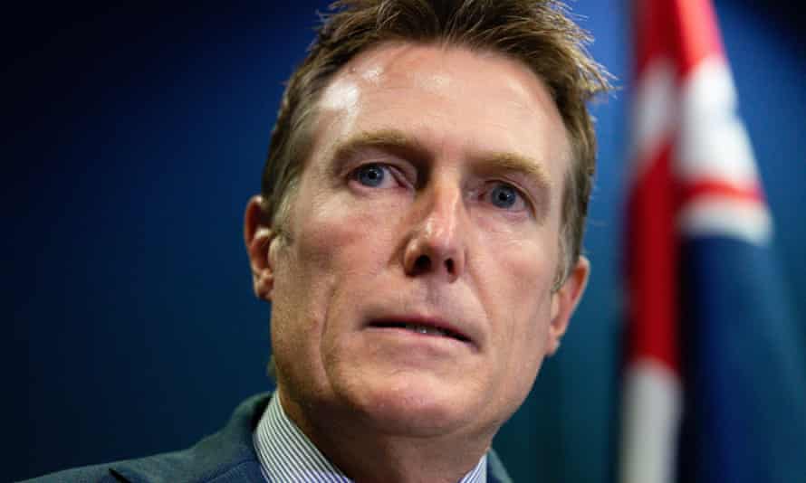 Attorney general Christian Porter at the press conference today