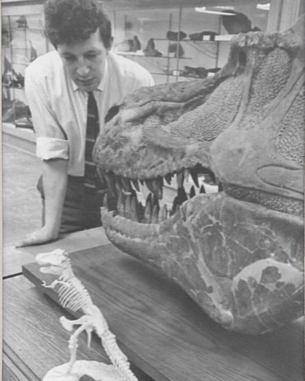 Brian Gardiner in the early 1960s examining a Canadian dinosaur