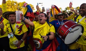 Colombia’s fans celebrate their team’s victory over Senegal