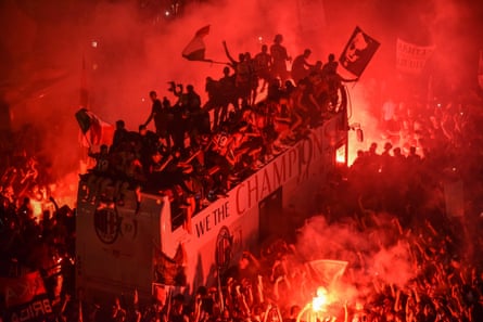 Milan take an open-top bus parade last week to celebrate their first Scudetto in 11 years.