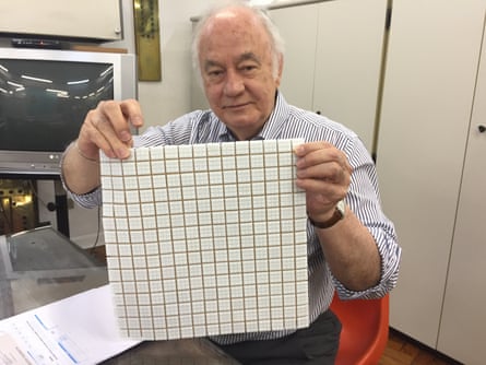 Semi-mythical status … Don Affonso displays samples of replacement tiles.