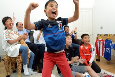The Nishi family in London celebrate Japan’s winner against Colombia