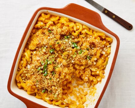 Meera Sodha’s creamy macaroni with sweet potato and gochujang.