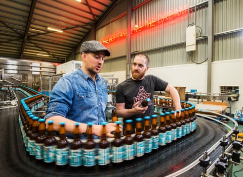 James Watt (left) and Martin Dickie, the co-founders of BrewDog, at their brewery in Ellon, Aberdeenshire, in 2016. qhxidiqxkiqxeinv