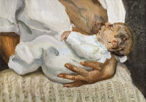 Plenty to analyse … Esther and Albie, 1995, Lucian Freud’s painting of his daughter and grandson.