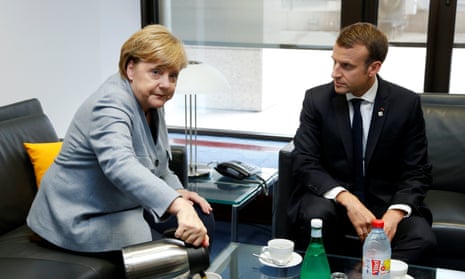 Merkel and Macron at an EU summit last month.