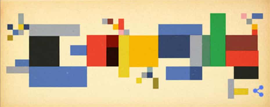 Google doodle in the style of Sophie Taeuber-Arp.
