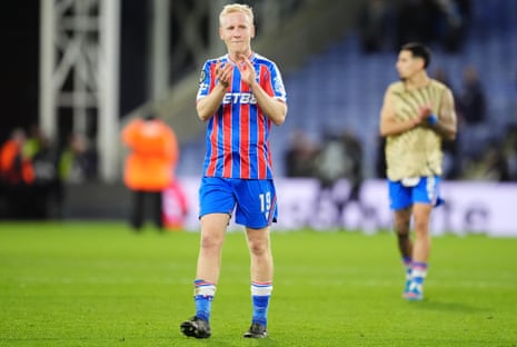 Will Hughes applauds Crystal Palace fans after helping Crystal Palace beat Zrinjski Mostar at Selhurst Park.