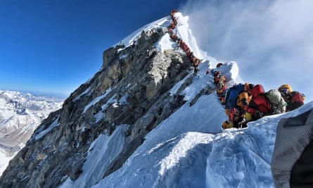 Climbers queue on Mount Everest on Wednesday.