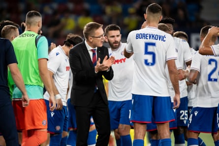 Dambrauskas geeing up his players during his spell in charge of Hajduk Split, which ended in 2022 Dambrauskas geeing up his players during his spell in charge of Hajduk Split, which ended in 2022