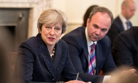 On borrowed time … Barwell with the prime minister at Downing Street in 2017.