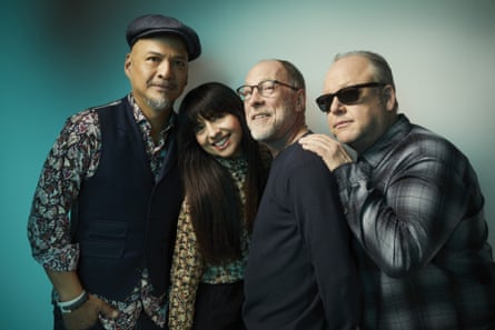 Pixies in 2019, L-R: Joey Santiago, Paz Lenchantin, David Lovering, Black Francis.