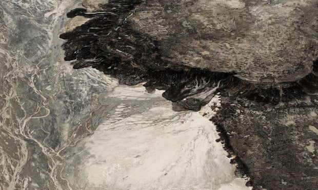 Aerial view of a tailings mine near Fort McMurray, Alberta, Canada