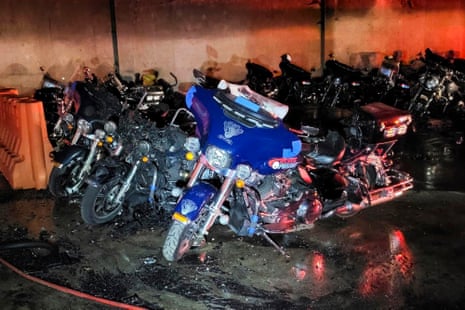 Torched police motorcycles