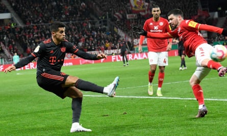 João Cancelo (left) provided an assist just 17 minutes into this Bayern Munich debut.