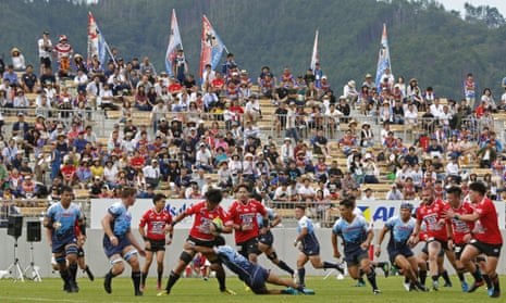 Kamaishi Seawaves in action against Yamaha Jubilo back in August to mark the opening of the World Cup venue in Kamaishi.