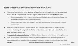 A slide from the Chinese Tech Landscape Overview (NSCAI presentation) discussing surveillance.