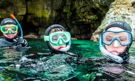 Cave snorkelling kids