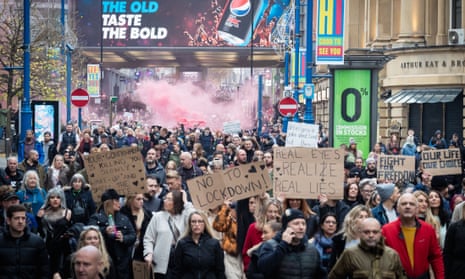 Anti-lockdown protest in Manchester, 8 November 2020