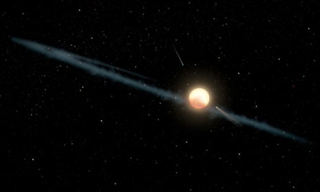 Artist’s illustration of a hypothetical uneven ring of dust orbiting Boyajian's star that could explain strange dimming of light.