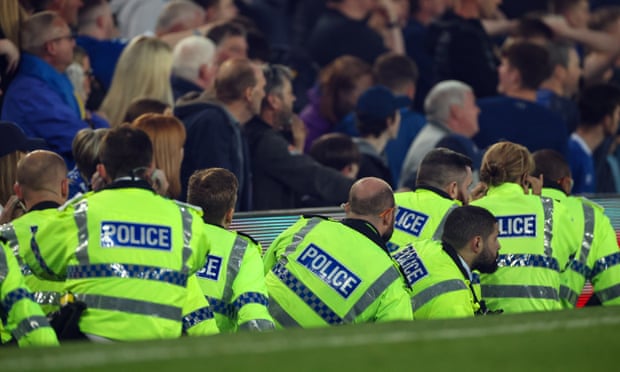 Police at Everton on Thursday