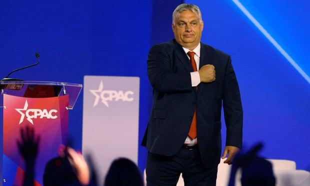 Viktor Orbán basks in the applause at CPAC in Dallas.