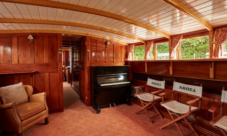 The Ardea’s panelled interior, with piano.