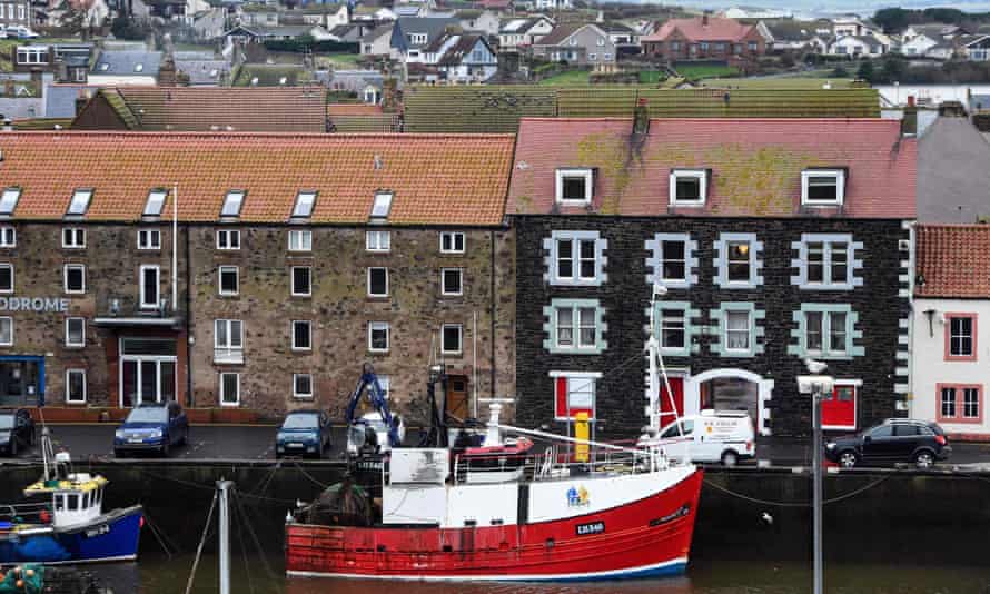 A fishing boat in the harbour at Eyemouth in the Scottish Borders.
