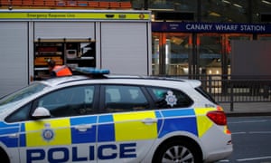 Emergency services at Canary Wharf tube station on Monday after a man fell to his death.