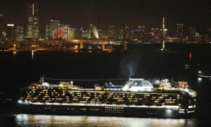 The Diamond Princess anchored near Yokohama, south of Tokyo.