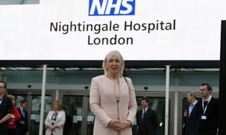 Health minister Nadine Dorries attends the opening of the NHS Nightingale hospital at the ExCel centre.