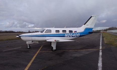 The Piper Malibu aircraft, N264DB, on the ground at Nantes Airport, France, prior to the flight which crashed into the Channel.