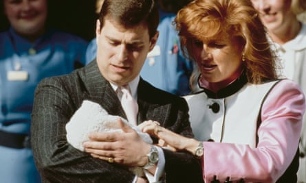 The Duke and Duchess of York at the Portland hospital after Princess Eugenie’s birth in 1990