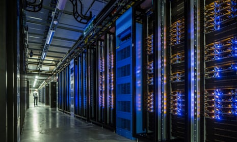 The data room at Facebook’s ‘Node Pole’ in Luleå, which uses outside air for cooling instead of air conditioning.