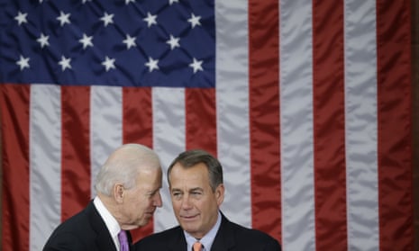 In a photograph from 2013, Vice-President Joe Biden talks with House Speaker John Boehner on Capitol Hill.