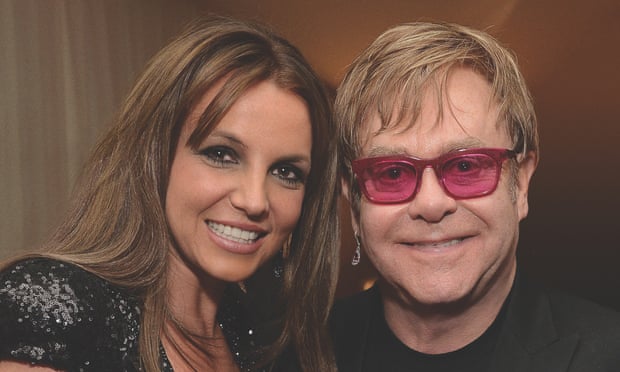 Britney Spears and Elton John in 2013 at the Elton John Aids Foundation's Oscars viewing party.