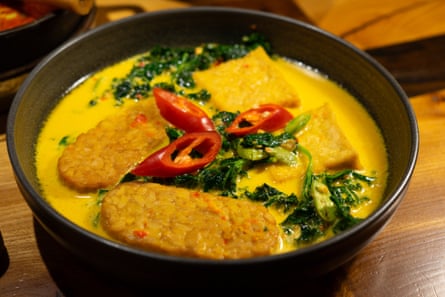 Toba’s gulai daun singkong pete – a tempeh vegan curry.