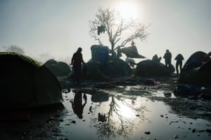 A woman at the makeshift camp near the Greek-Macedonian border