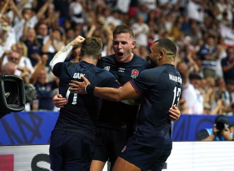 England v Japan: Rugby World Cup 2023 – as it happened | Rugby World Cup 2023 3 Steward (centre) celebrates.